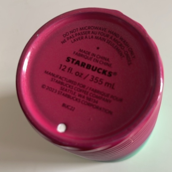Starbucks Petunia Wave Ceramic Slider Top Tumbler (12oz) - Picture 5 of 8
